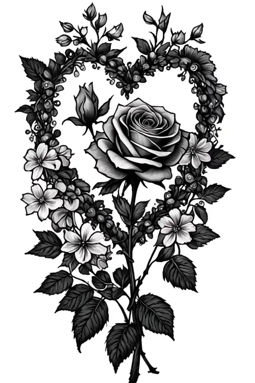 Rose Larkspur Heart Shaped Garland
