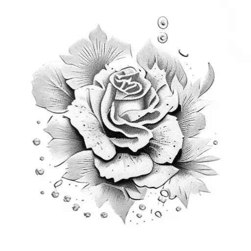 Italian Vintage Stamp With A Violet Flower And Marigold Flower