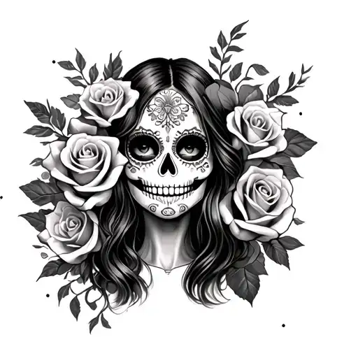 Sugar Skull Girl And Roses