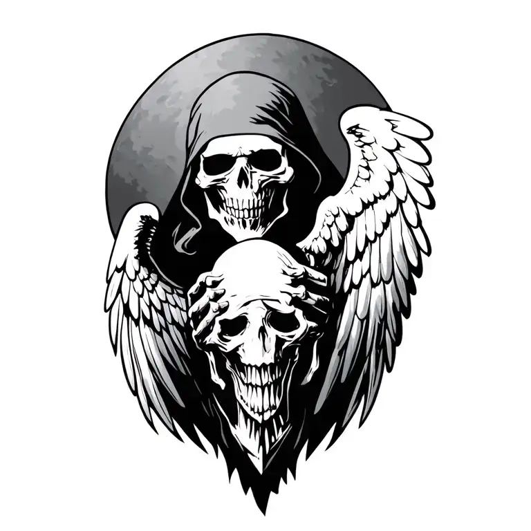 Grim Reaper With Wings Around Self Facing Left
