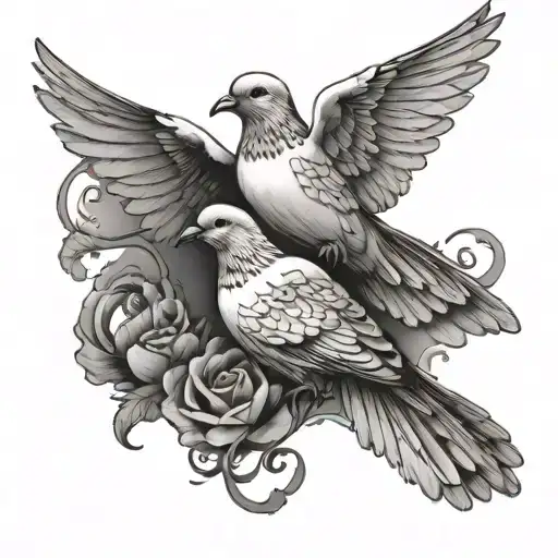 Two Different Doves Flying
