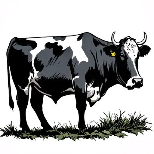 Cow And Men Standing