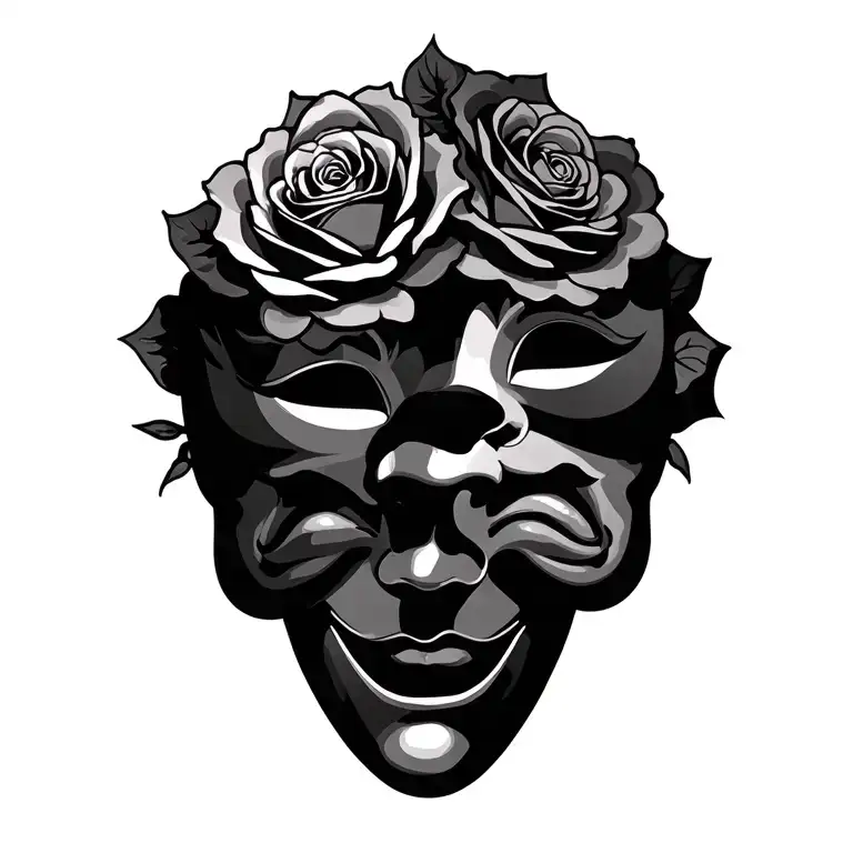 Theatre Masks With Roses Intertwined