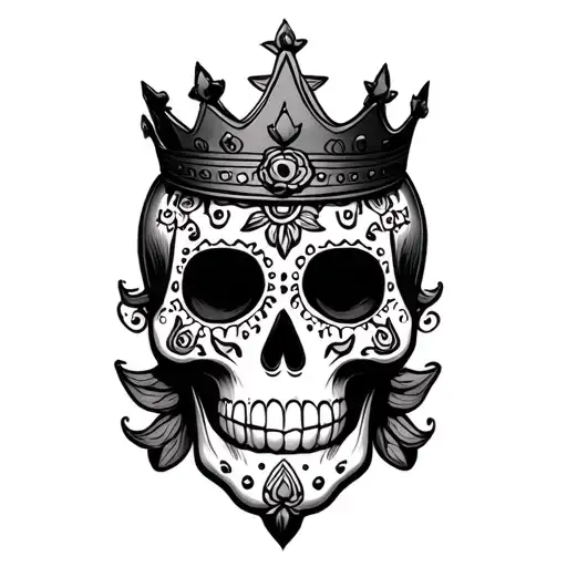 Mexican Sugar Skull Wearing A Crown