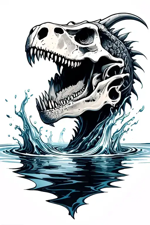 Raptor Skull Clashing With Water