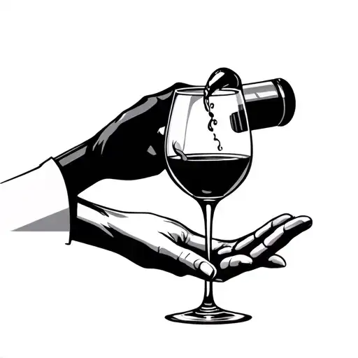 Black Hand Pouring A Glass Of Wine Held By White Hand