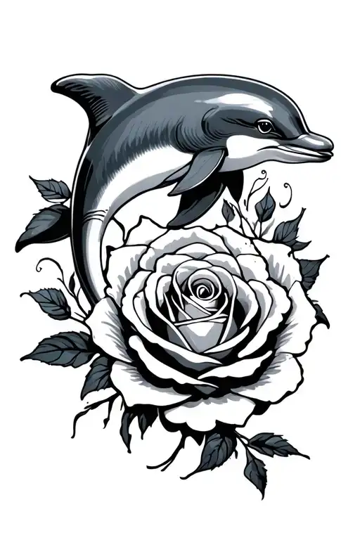 Dolphin Roses Intertwined