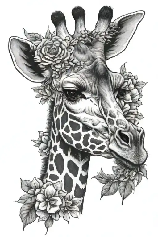 Giraffe With Floral Headpiece