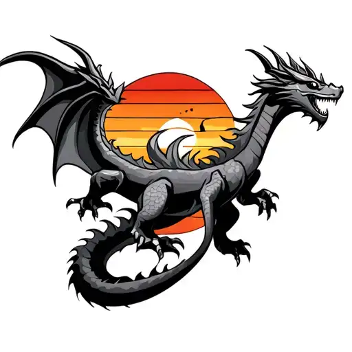 Fiery Dragon With A Sunset