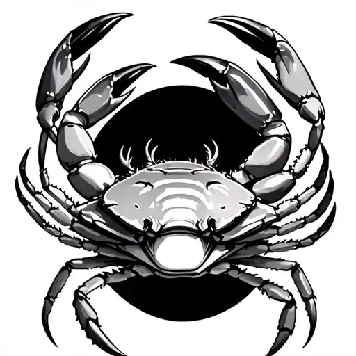 Cancer Crab With Its Claws Shielding A Family