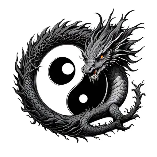 Dragon Tree Of Life Yin Yang Symbol Made