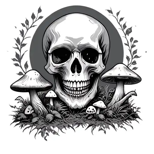 Forest With Skull N Mushrooms