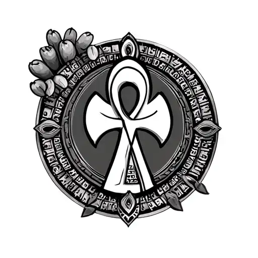 Ankh With Dates Around It And Inside It