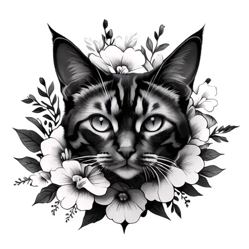 Cat With Flowers Forming