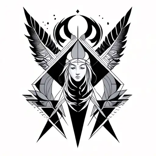 Geometric Design With Fine Lines And Symetry Including Elements Of Aquarius Symbolism