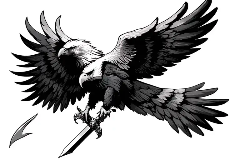 Eagle Wings With Sword Going