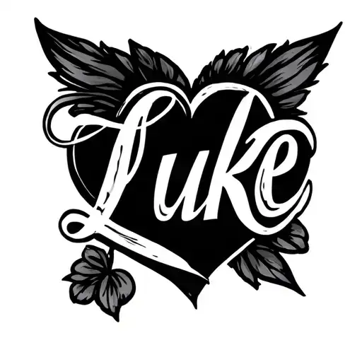 The Name Luke In Script With A Heart Dainty