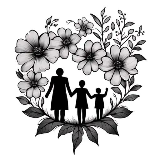 I Want A Tattoo That Represents A Family With 3 Kids And 2 Adults But With Flowers