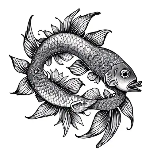Mandala Floral And 2 Pisces Fishes