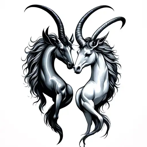 Capricorn And Aquarius Zodiac Merging Together Representing