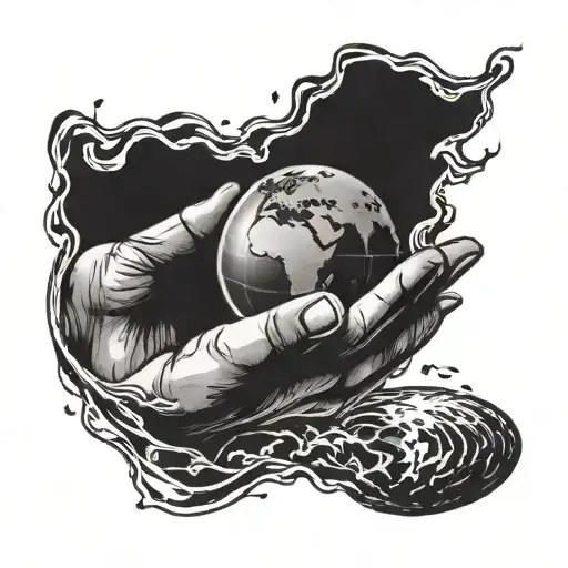 A Hand Pulling Something Out Of The Earth Globe