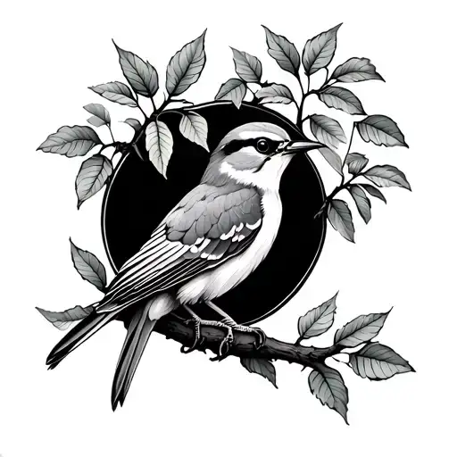 Bird With Tree And Leaves