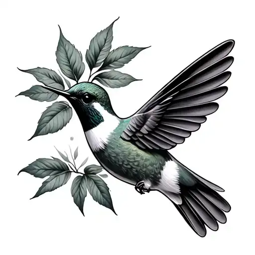 Humming Bird With Leaf