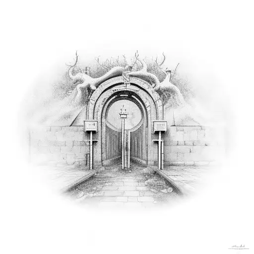 The Gates Of Heaven With A Condemned Sign Across Them