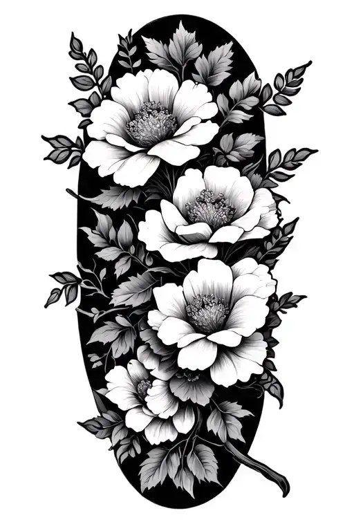 Fine Line Vine With Flowers Upper Arm Tattoo Design Inspired