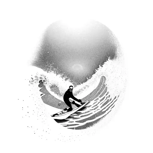 A Snowboarder Riding A Wave On A Beach