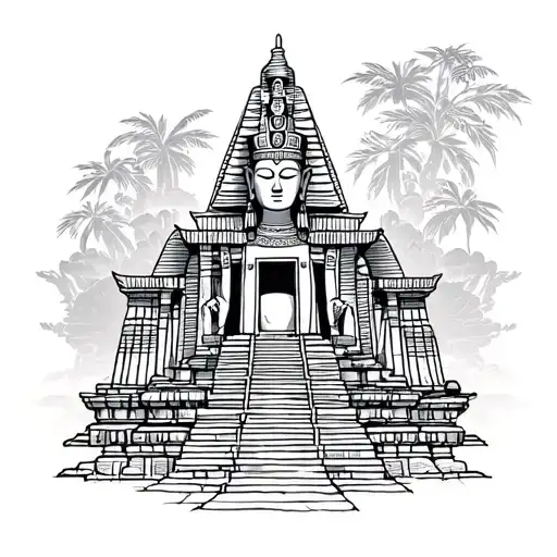 Buddhist Temple Ruins Intertwined With Egyptian