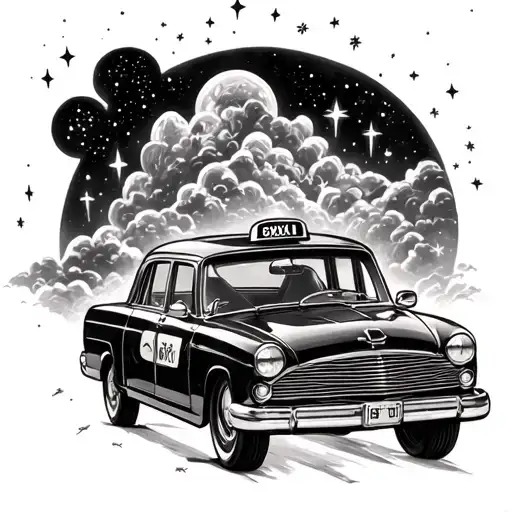 A Taxi On The Way To Heaven And Stars