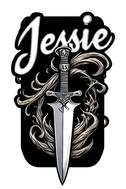 The Name Jessie With A Flip Dagger Going Throw It