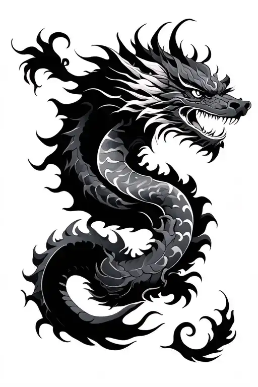 Neo Tribal Japanese Dragon