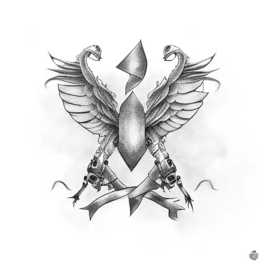 A Black-grey Tattoo Representing The Bond Between The Three Children