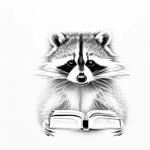 Raccoon Reading A Bible
