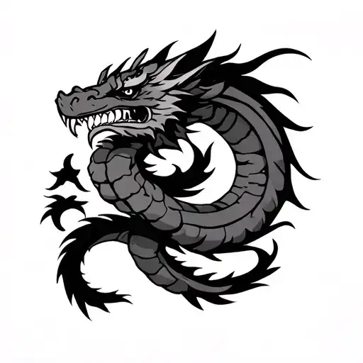 Fighter Kyokushin Symbol And Dragon