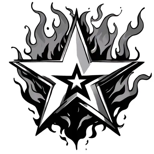 Dallas Star With Fire And Smoke