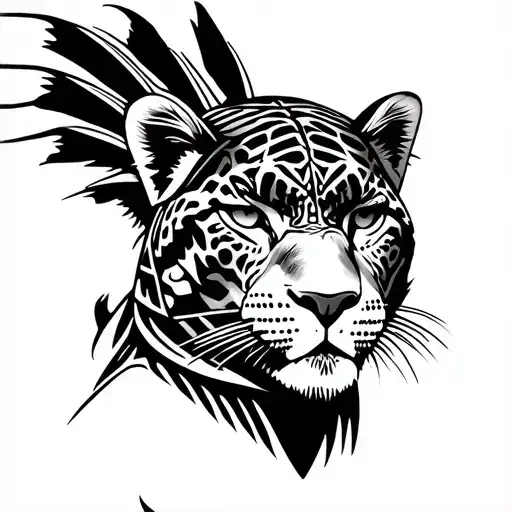 Jaguar Aztec Warrior Portrait Of Real Man