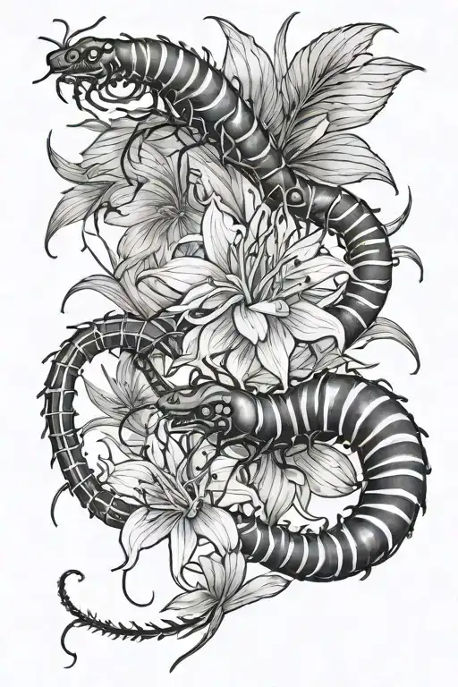 Centipede And Red Spider Lily