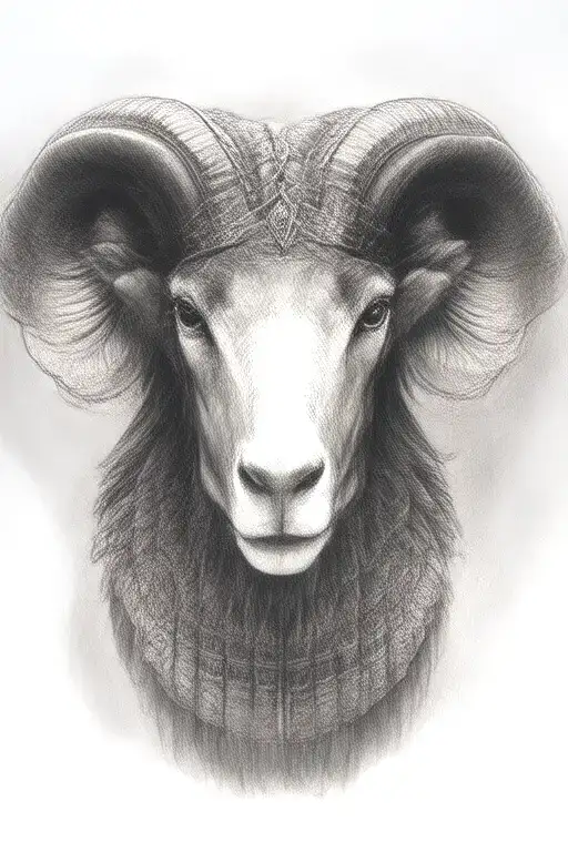 Outlined Ram Head Egyptian God