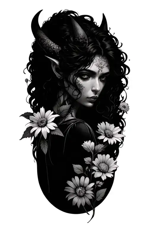 Wildflowers Blooming And Feminine Demon