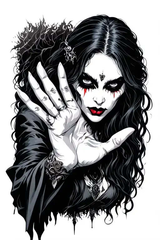 Gothic Female Vampire Reaching Out With Hand