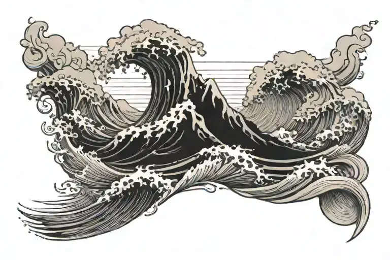 Mountains Behind Ocean With Big Waves Crashing