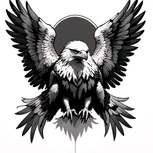 Eagle With Open Wings And Watch