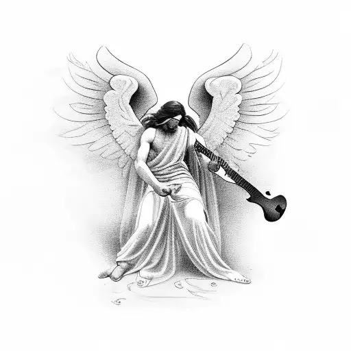 A Greek Angel Playing A Guitar