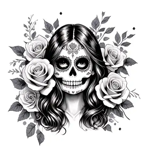 Sugar Skull Girl And Roses