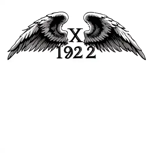 Roman Numeral Of 19 21 24 With Angel Wings On Both Side