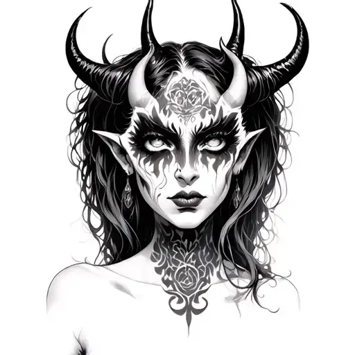 Demon Girl With 3 Faces