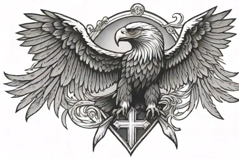 Cross And Eagle Soaring